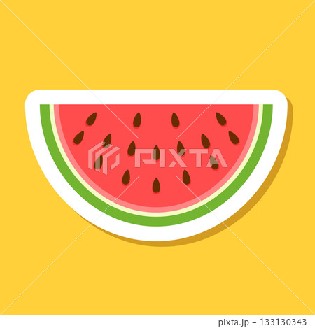 Watermelon sticker icon in flat style. Fresh sweet and healthy fruit vector illustration on isolated background. Summer food sign business concept. Watermelon sticker icon in flat style. Fresh sweet and healthy fruit vector illustration on isolated background. Summer food sign business concept. 133130343