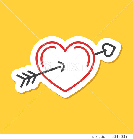 Heart with arrow sticker icon in flat style. Valentines day vector illustration on isolated background. Amour sign business concept. Heart with arrow sticker icon in flat style. Valentines day vector illustration on isolated background. Amour sign business concept. 133130353