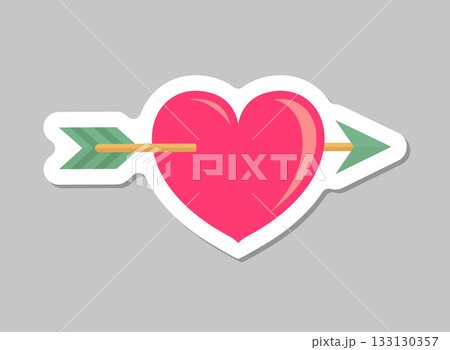 Heart with arrow sticker icon in flat style. Valentines day vector illustration on isolated background. Amour sign business concept. Heart with arrow sticker icon in flat style. Valentines day vector illustration on isolated background. Amour sign business concept. 133130357