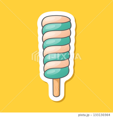 Ice cream sticker icon in flat style. Tasty dessert vector illustration on isolated background. Sweet eating sign business concept. Ice cream sticker icon in flat style. Tasty dessert vector illustration on isolated background. Sweet eating sign business concept. 133130364