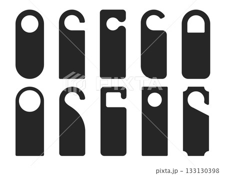 Door hanger icon set collection in flat style. Do not disturb card vector illustration on isolated background. Hotel room sign business concept. Door hanger icon set collection in flat style. Do not disturb card vector illustration on isolated background. Hotel room sign business concept. 133130398