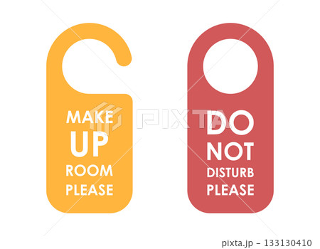 Door hanger icon in flat style. Do not disturb card vector illustration on isolated background. Hotel room sign business concept. 133130410