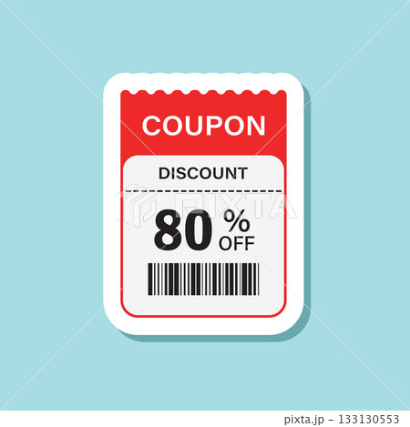 Gift voucher sticker icon in flat style. 80% discount vector illustration on isolated background. Promotion coupon sign business concept. 133130553