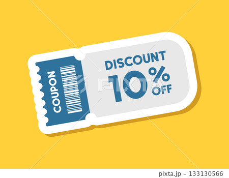 Gift voucher sticker icon in flat style. 10% discount vector illustration on isolated background. Promotion coupon sign business concept. 133130566