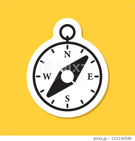 Compass sticker icon in flat style. Navigation equipment vector illustration on isolated background. Geographical position sign business concept. 133130586
