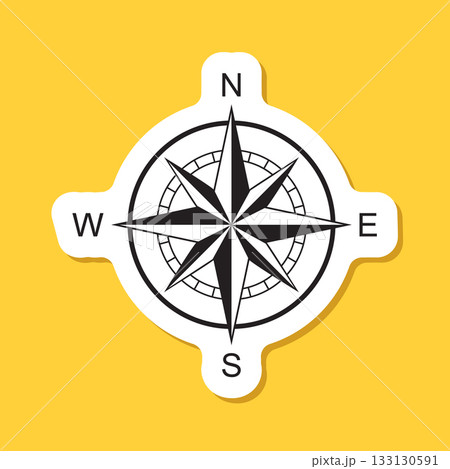 Compass sticker icon in flat style. Navigation equipment vector illustration on isolated background. Geographical position sign business concept. Compass sticker icon in flat style. Navigation equipment vector illustration on isolated background. Geographical position sign business concept. 133130591