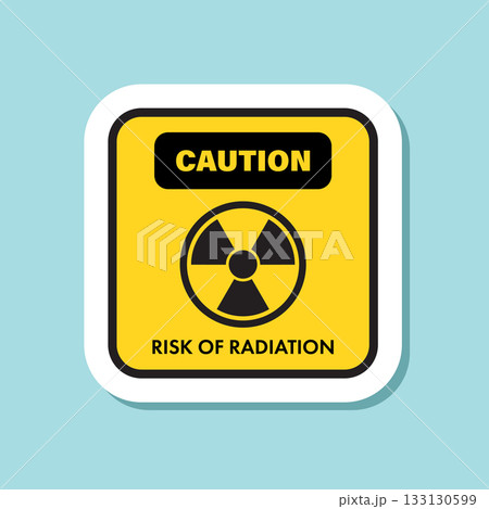 Radioactive material warning sticker icon in flat style. Radiation danger vector illustration on isolated background. Caution sign business concept. 133130599