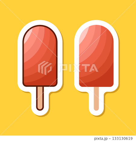 Ice cream sticker icon in flat style. Tasty dessert vector illustration on isolated background. Sweet eating sign business concept. Ice cream sticker icon in flat style. Tasty dessert vector illustration on isolated background. Sweet eating sign business concept. 133130619