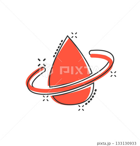 Water drop icon in comic style. Droplet cartoon vector illustration on white isolated background. Recycle splash effect sign business concept. 133130933