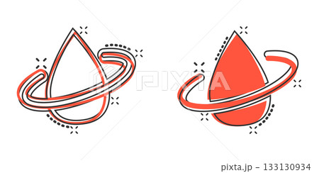 Water drop icon in comic style. Droplet cartoon vector illustration on white isolated background. Recycle splash effect sign business concept. 133130934