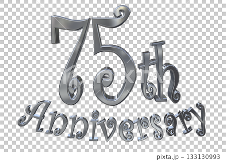 3DCG文字「75th Anniversary/75周年マークキラキラ」 133130993