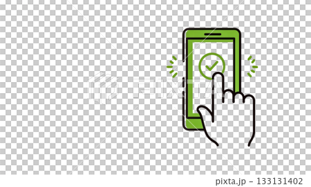 Flat illustration showing confirmation operation on smartphone 133131402