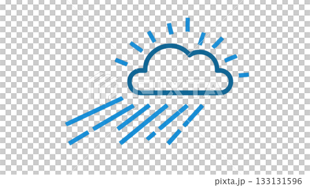 簡單的天氣圖標，顯示雨和晴天 133131596