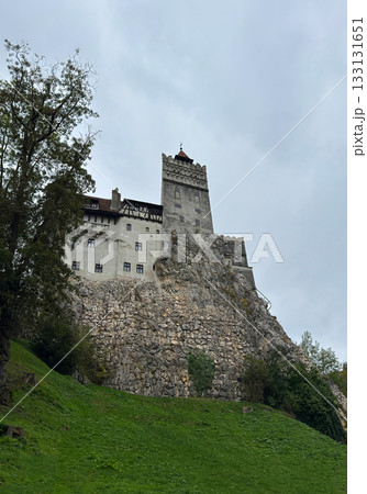 View of Bran castle or Dracula castle, famous tourist place, cloudy sky autumn. Bran, Romania 133131651