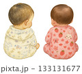 小さな背中　可愛い赤ちゃんたち　白背景　【AI生成画像】 133131677