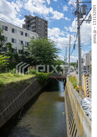 都会の川と橋の風景 133132005