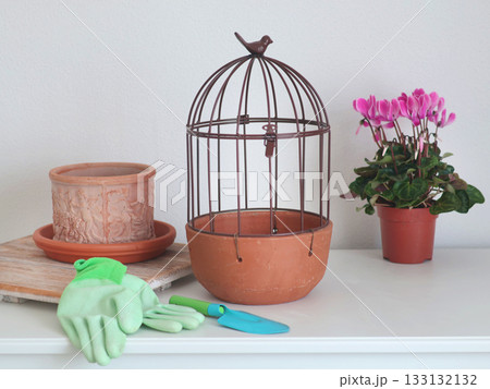 Ceramic terracotta new pot. Gardening and flowers. Home hobby. Free space for design. Ceramic terracotta new pot. Gardening and flowers. Home hobby. Free space for design. 133132132
