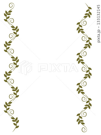 自然・オーガニックなツタと葉の装飾的な縦ボーダーフレーム 133132145