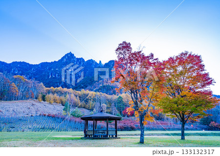 【山梨県】秋の瑞牆山（みずがき山）自然公園の夜明け 133132317