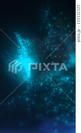 Glowing blue particles forming a luminous star shape in a deep dark background, evoking cosmic beauty 133132325