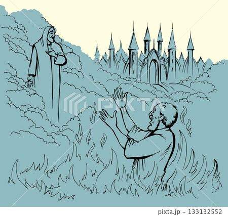 Vector drawing. Man in the hell Vector drawing. Man in the hell 133132552
