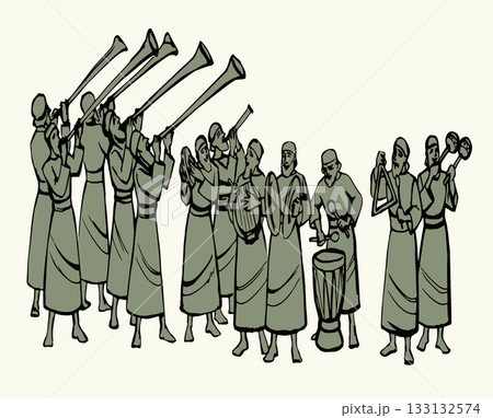 Vector drawing. People play music 133132574