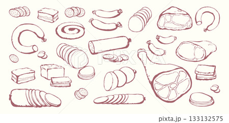 Meat production. Vector drawing food 133132575