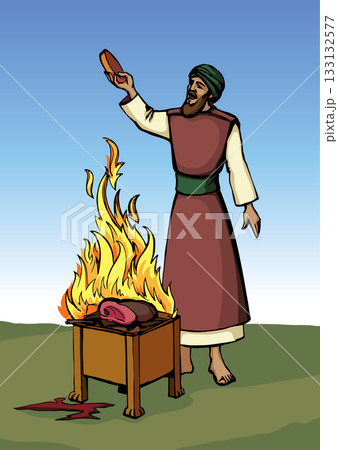 Vector drawing. Man cooking food Vector drawing. Man cooking food 133132577