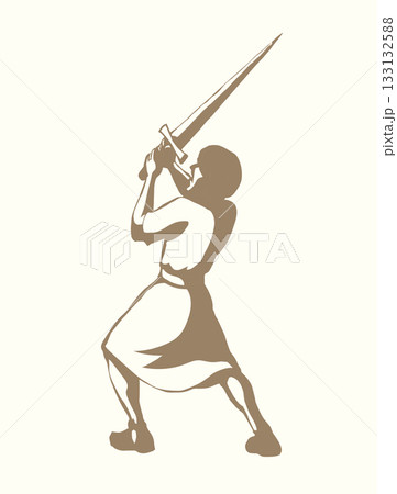 Vector drawing. Man with sword 133132588