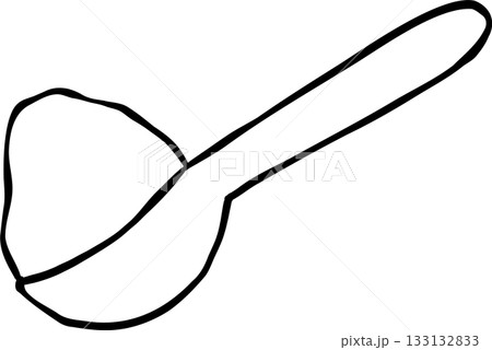 Spoonful of Powder sugar Outline black and white hand drawn 133132833