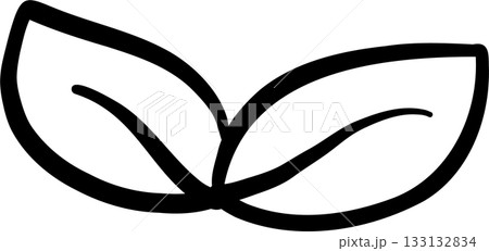 Minimalist Graphic of Two Leaves Outline balck and white hand drawn 133132834