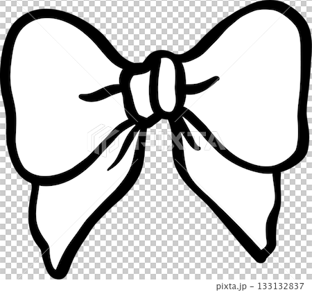 Coquette Ribbon Bow tie Outline Black and white hand drawn Coquette Ribbon Bow tie Outline Black and white hand drawn 133132837