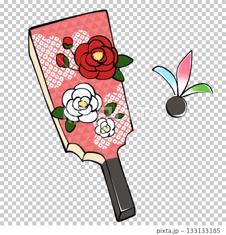 Illustration of battledore and feathers Illustration of battledore and feathers 133133185