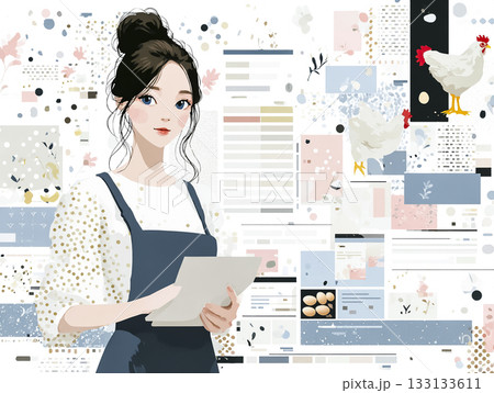 美優シリーズ：養鶏の工程を説明する美優 133133611