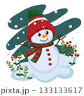 christmas snowman winter snow flat style 133133617