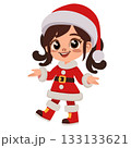 santa girl cartoon character flat style 133133621