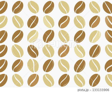 Repeating coffee bean shapes in soft earthy colors forming a clean minimal pattern suitable 133133906