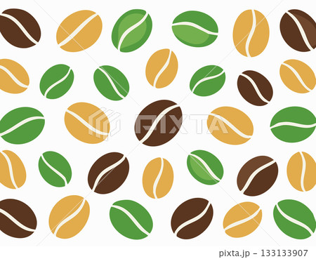 A warm coffee bean pattern arranged in neat rows with brown and cream tones giving a calm and inviting feel. 133133907