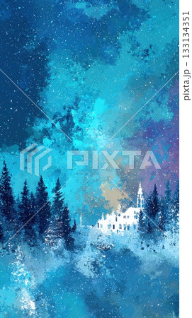 Winter Wonderland Starry Night Over a Snowy Landscape Winter Wonderland Starry Night Over a Snowy Landscape 133134351
