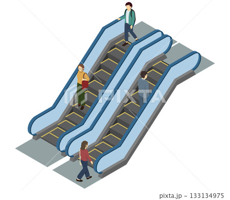 アイソメトリックイラスト:エスカレーターを使う人々 アイソメトリックイラスト:エスカレーターを使う人々 133134975