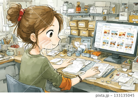 美優シリーズ:食品物流事務で出荷データを確認する美優 美優シリーズ:食品物流事務で出荷データを確認する美優 133135045