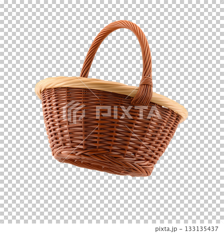 Woven Basket With a Sturdy Handle in a Natural Design Suitable for Shopping or Decoration Woven Basket With a Sturdy Handle in a Natural Design Suitable for Shopping or Decoration 133135437