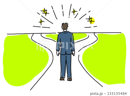 未来への選択の岐路に立つビジネスマン 133135484