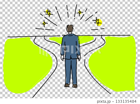 未来への選択の岐路に立つビジネスマン 133135484