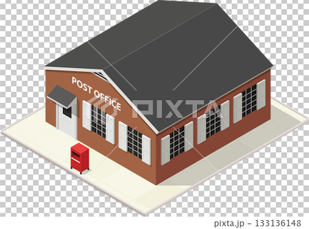 Isometric small post office building 133136148