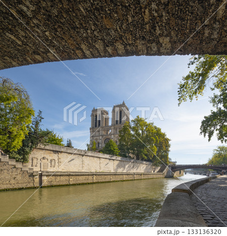 View of Notre dame de Paris and Seine river in Paris, France 133136320