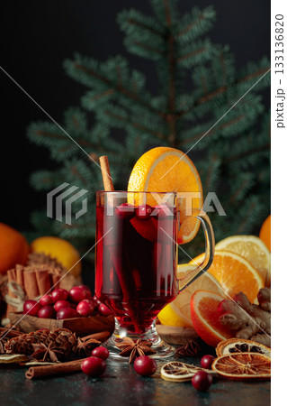 Hot Christmas drink with spices. Hot Christmas drink with spices. 133136820