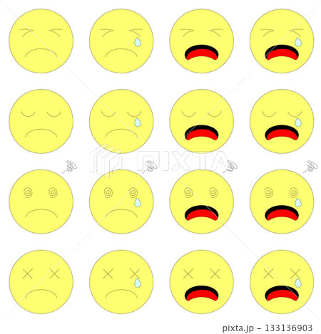 ネガティブ感情を表現したアイコンセット 133136903