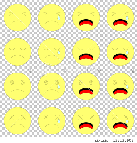 ネガティブ感情を表現したアイコンセット 133136903