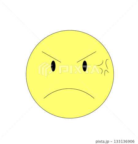 怒りマーク付きの怒った顔アイコン	 133136906